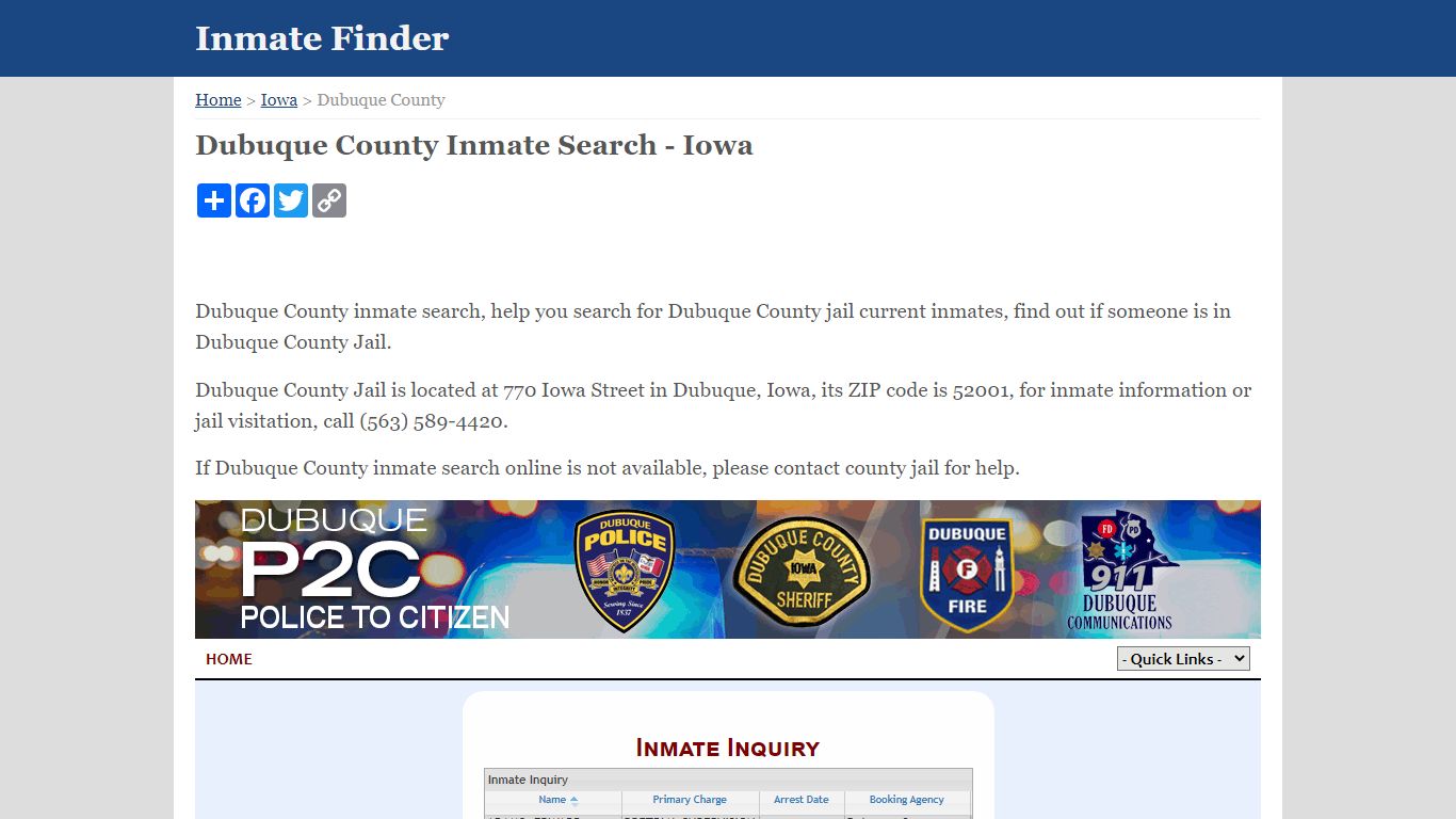 Dubuque County Inmate Search - Iowa